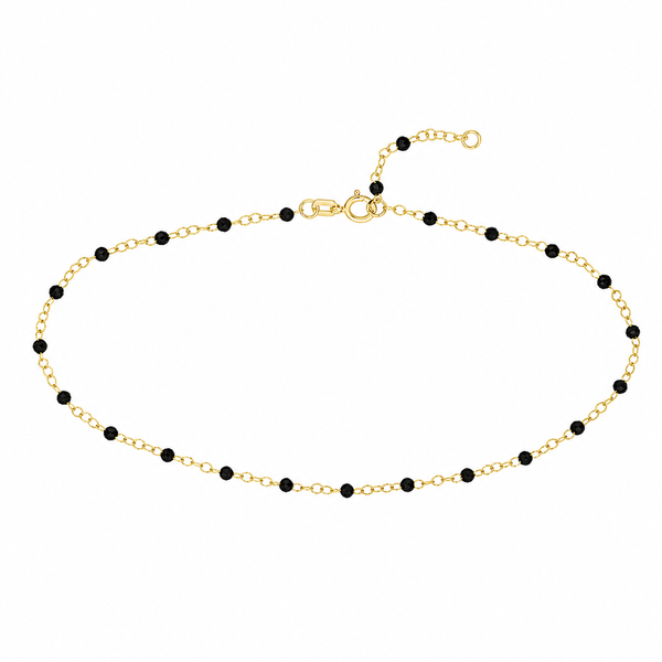 Yellow 14 Karat Gold Black Enamel Bead Bracelet Whidby Jewelers Madison, GA