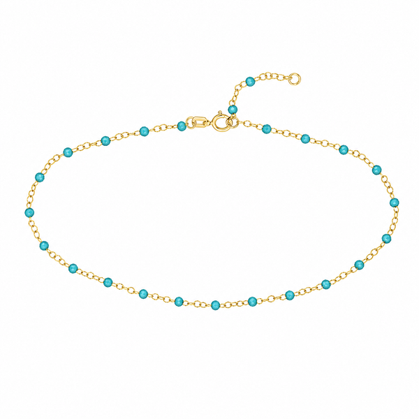 Yellow 14 Karat Gold Turquoise Enamel Bead Bracelet Whidby Jewelers Madison, GA