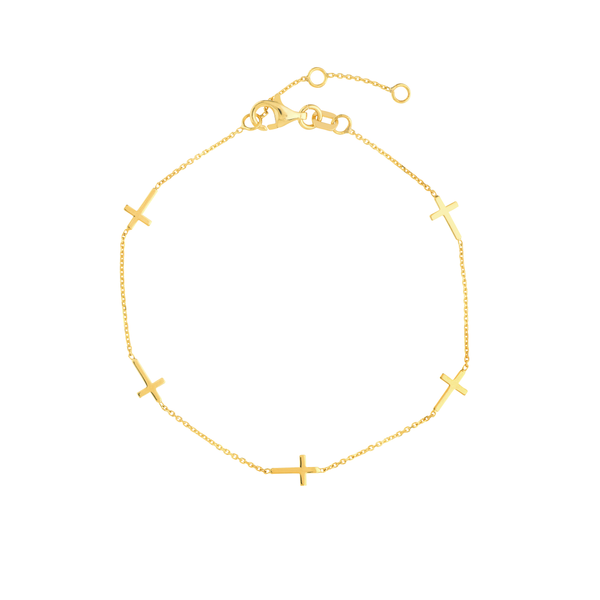 14KT Yellow Gold Cross Station Bracelet Whidby Jewelers Madison, GA