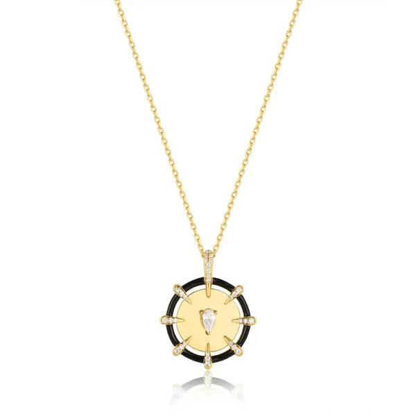 Yellow 14Kt Gold Over Sterling Polished Pink Necklace
