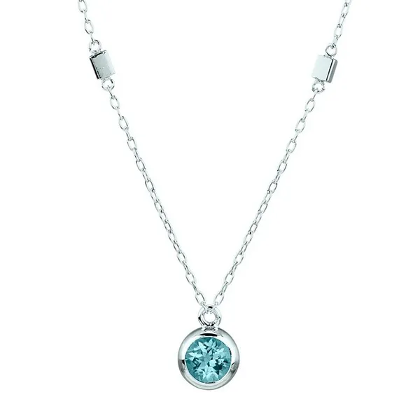 White Sterling Silver Blue Topaz Necklace