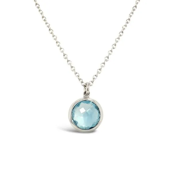 White Sterling Silver Blue Topaz Necklace