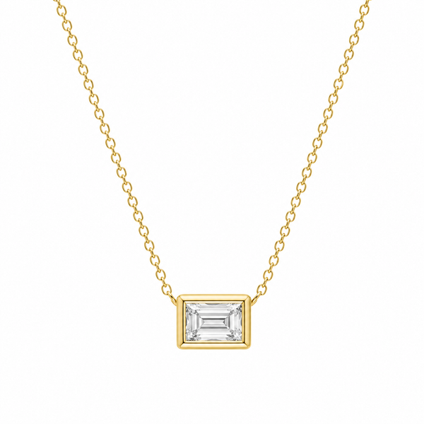 14Kt Gold Over Sterling Silver Emerald Cut CZ Necklace Whidby Jewelers Madison, GA