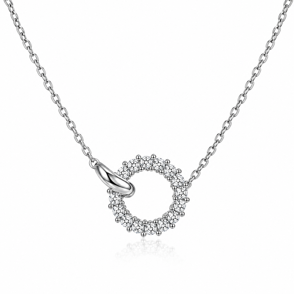 Sterling Silver Circle Necklace with Cubic Zirconia Accents Whidby Jewelers Madison, GA