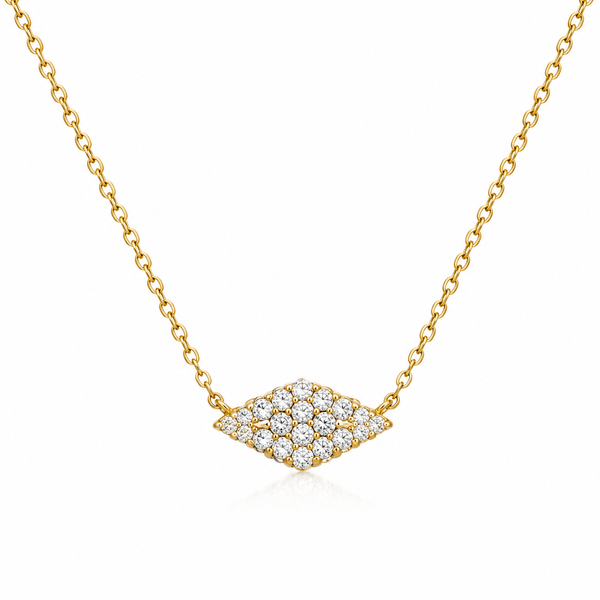 Yellow 14Kt Gold Over Sterling Silver CZ Marquise Station Necklace Whidby Jewelers Madison, GA