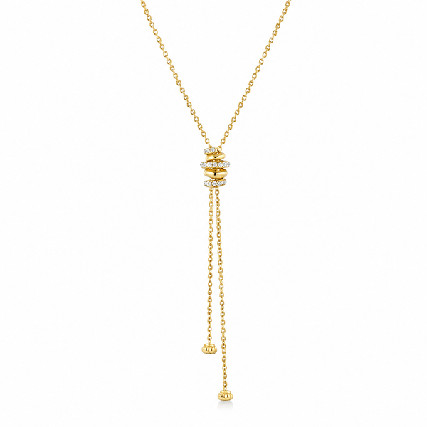 14Kt Gold Over Sterling Silver CZ Accent Lariat Necklace Whidby Jewelers Madison, GA