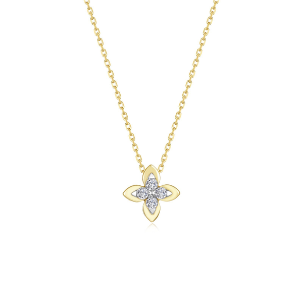 14KT Gold Over Sterling Silver Magnolia Blossom Necklace with Lab Created Gemstones Whidby Jewelers Madison, GA