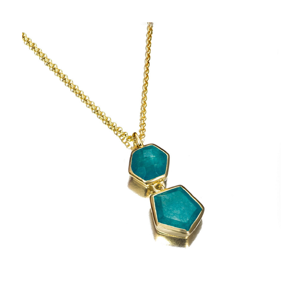 18KT Gold Over Sterling Silver Apatite Drop Necklace Whidby Jewelers Madison, GA