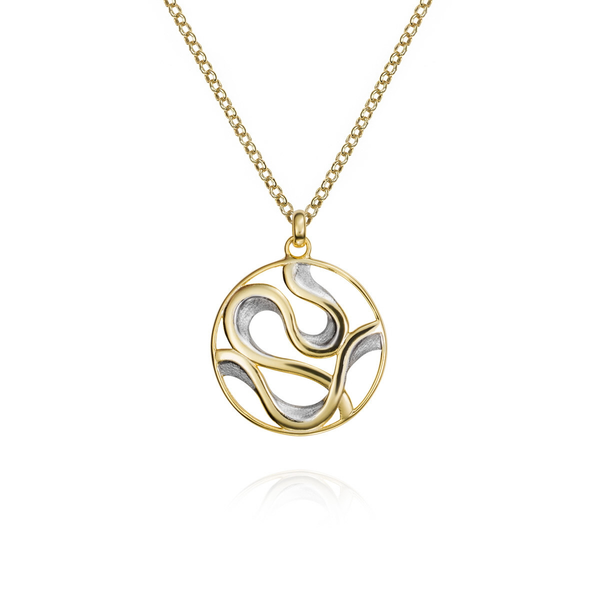 Two Tone 18Kt Gold Over Sterling Silver Abstract Circle Necklace Whidby Jewelers Madison, GA