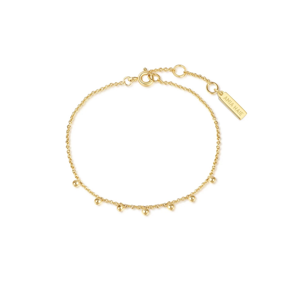14KT Gold Over Sterling Silver Bead Station Bracelet Whidby Jewelers Madison, GA