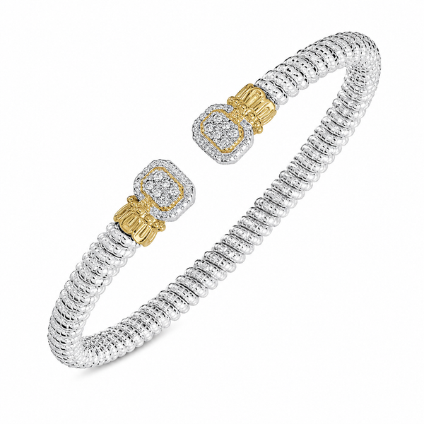 Lady's VAHAN Two Tone Sterling Silver & 14Kt Gold 3mm Open Bracelet with Diamonds Whidby Jewelers Madison, GA