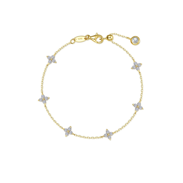 14KT Gold Over Sterling Silver Lab Created Gemstone Flower Bracelet Whidby Jewelers Madison, GA