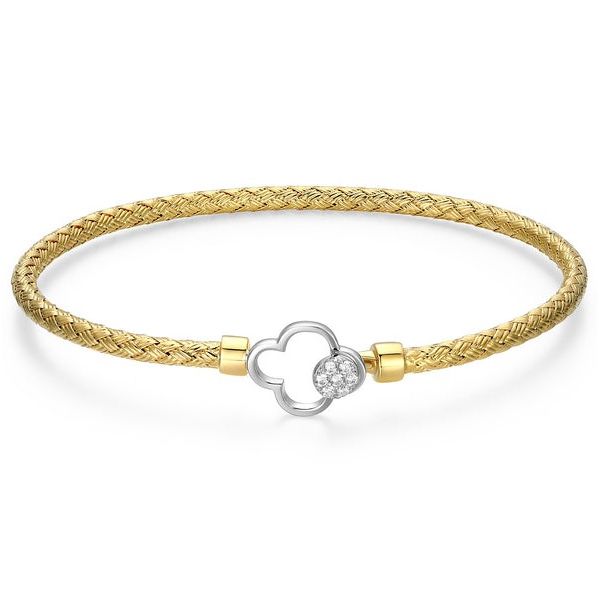 Lady's 14 Kt Gold Over Sterling Clover Mesh Bracelet with CZ Whidby Jewelers Madison, GA