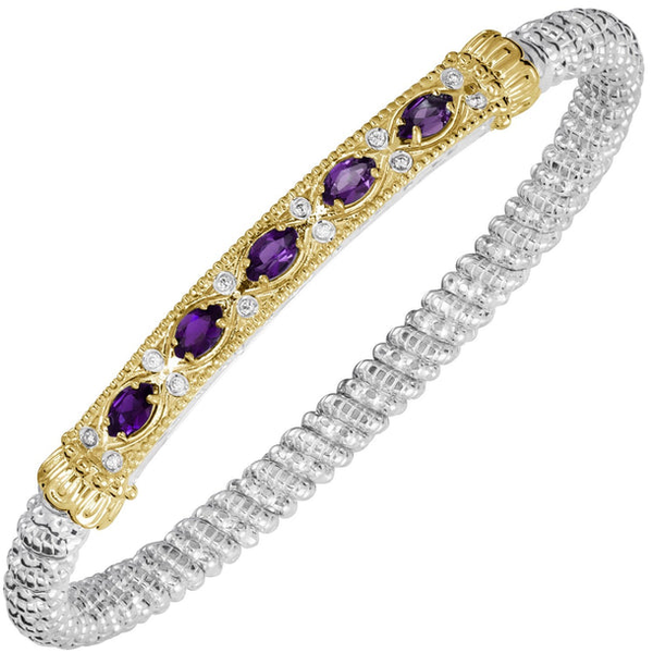 Lady’s 4mm VAHAN Two-Tone Amethyst & Diamond Closed Bracelet Whidby Jewelers Madison, GA