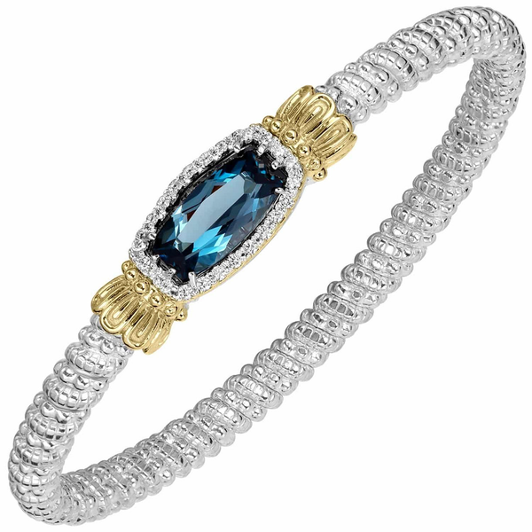Lady’s 4mm Closed VAHAN London Blue Topaz & Diamond Bracelet Whidby Jewelers Madison, GA