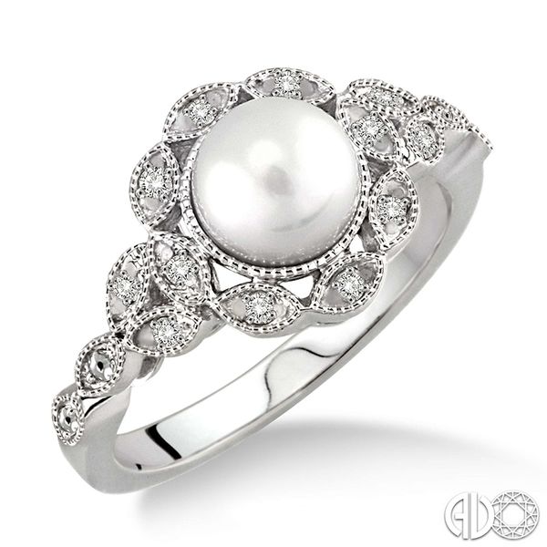 Sterling Silver 6mm Freshwater Pearl & Diamond Ring Whidby Jewelers Madison, GA