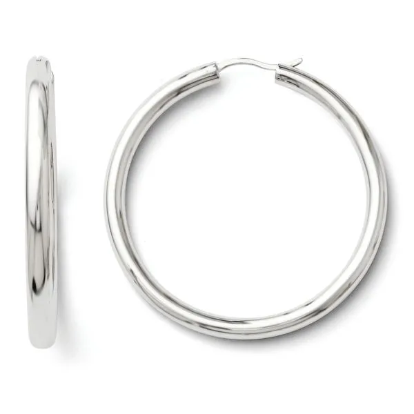Lady's Sterling Silver 3.5 Mm Medium Tube Hoop Earrings similar item image