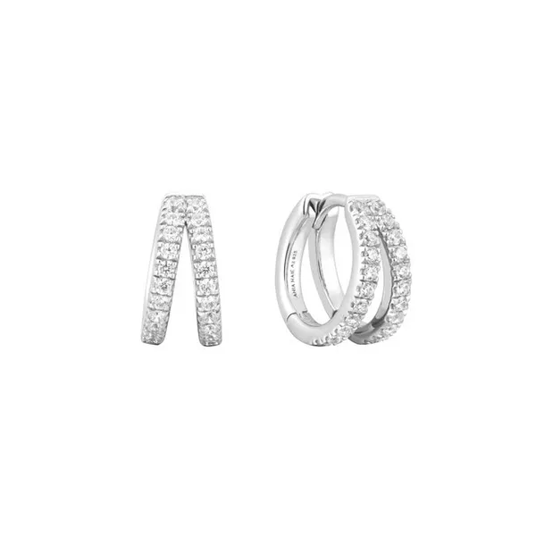 Lady's White Sterling Silver Small Hoop Earrings similar item image