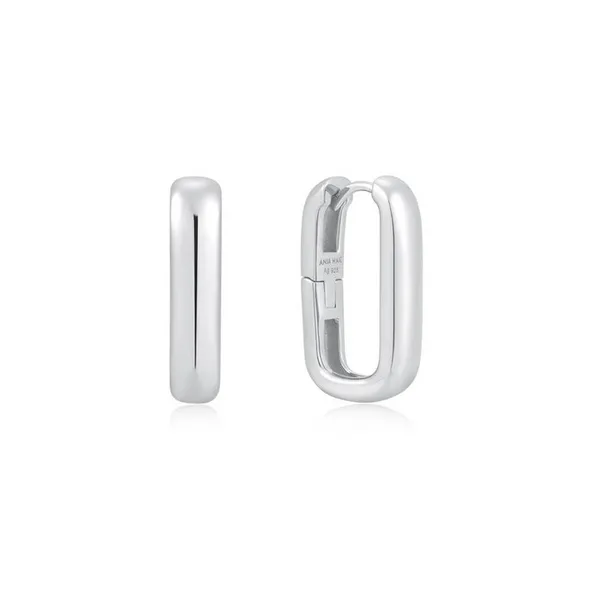 Ladys White Sterling Silver Medium Hoop Earrings