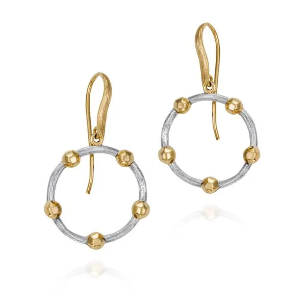 Two Tone 18Kt Gold Over Sterling Silver Drop Celestial Earrings Whidby Jewelers Madison, GA