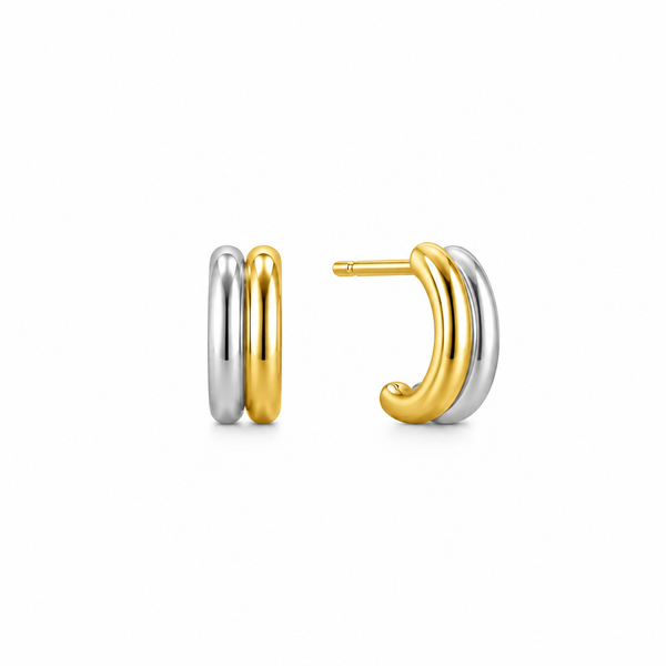 Two Tone Sterling Silver Huggie Hoop Earrings Whidby Jewelers Madison, GA