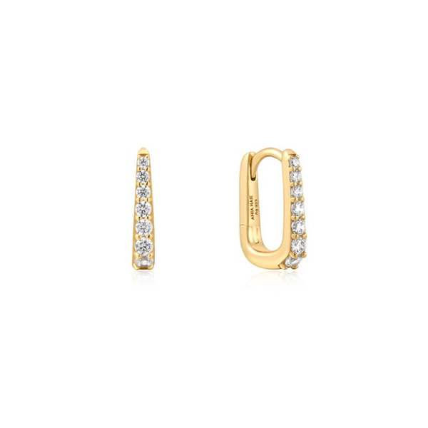 14kt Gold Over Sterling Silver Small Oval Hoops with Pavé CZ Whidby Jewelers Madison, GA
