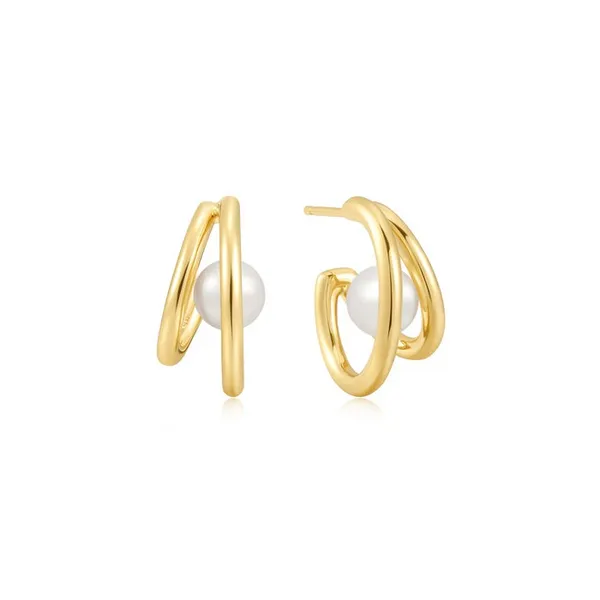 14 Kt Gold Over Sterling Medium Hoop Earrings