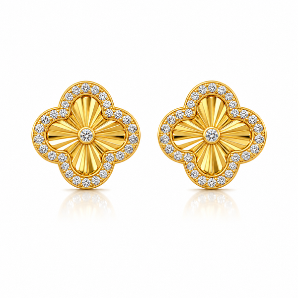 14KT Gold Over Sterling Silver Clover Stud Earrings with Lab Created Gemstones Whidby Jewelers Madison, GA