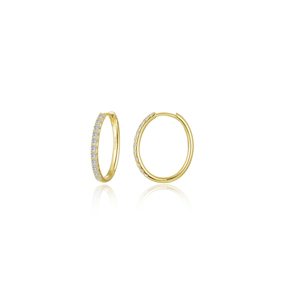 14KT Gold Over Sterling Silver Small Oval Hoop Earrings with Lab Created Gemstones Whidby Jewelers Madison, GA