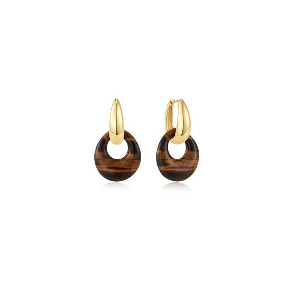 14KT Gold Over Sterling Silver Tiger’s Eye Pebble Drop Earrings Whidby Jewelers Madison, GA