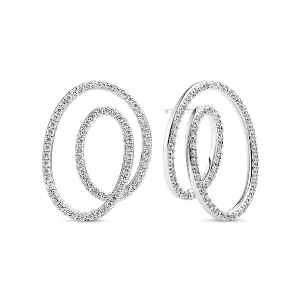 Sterling Silver CZ Double Oval Earrings Whidby Jewelers Madison, GA