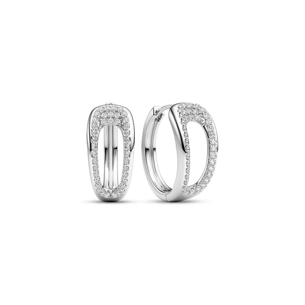 Sterling Silver CZ Open Huggie Hoop Earrings Whidby Jewelers Madison, GA