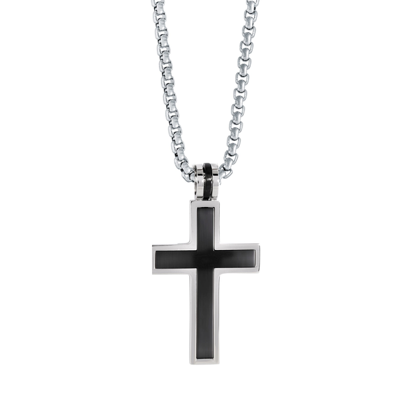 Men’s Black Cross Necklace in Stainless Steel Whidby Jewelers Madison, GA