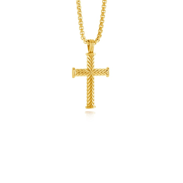 Men’s Yellow Tone Stainless Steel Cross Necklace – 22 Inch Whidby Jewelers Madison, GA