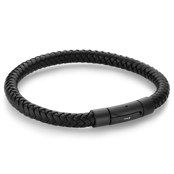 Men’s Black Leather & Stainless Steel Bracelet Whidby Jewelers Madison, GA