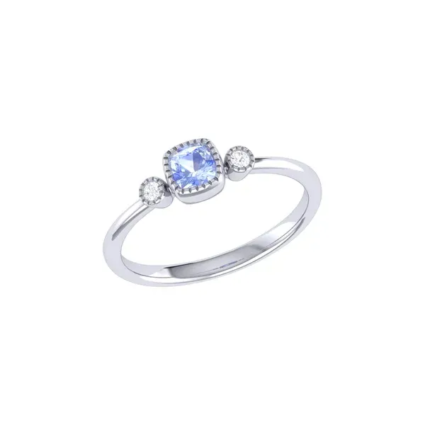 CUSHION CUT TANZANITE & DIAMOND BIRTHSTONE RING IN 14K WHITE GOLD William Jeffrey's, Ltd. Mechanicsville, VA