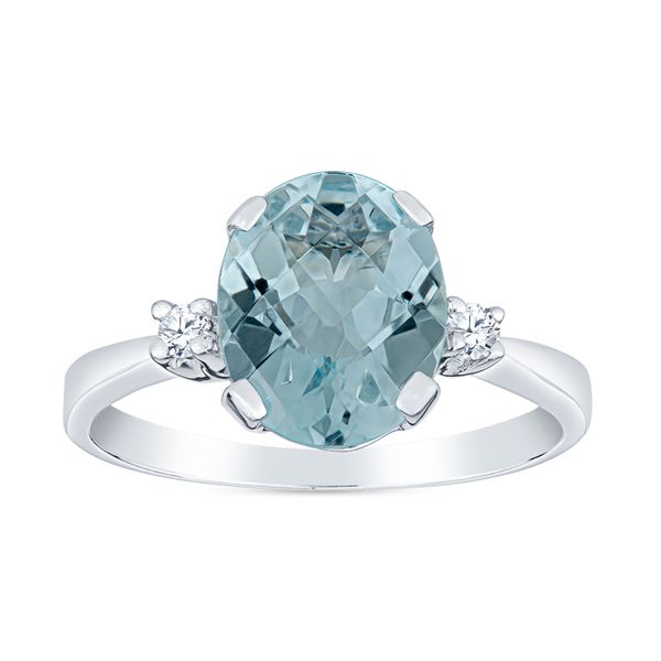 14kwg Oval Aquamarine and Round Diamond Ring William Jeffrey's, Ltd. Mechanicsville, VA