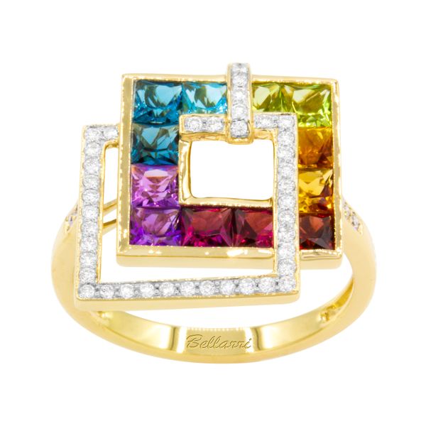 Multicolor gemstone and diamond squares ring William Jeffrey's, Ltd. Mechanicsville, VA
