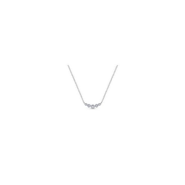 14K White Gold Bezel Set Curved Diamond Bar Necklace William Jeffrey's, Ltd. Mechanicsville, VA