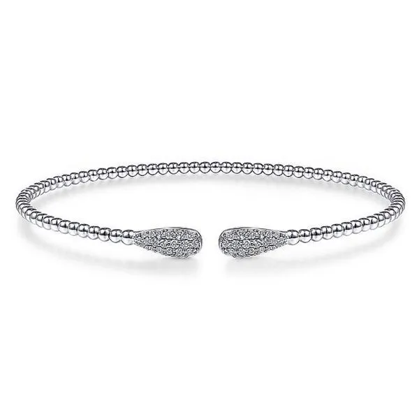 14K White Gold Bujukan Cuff Bracelet with Diamond Pave Teardrops in size 6.25 William Jeffrey's, Ltd. Mechanicsville, VA