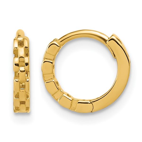 14K Yellow Gold Link Pattern Huggie Hoop Earrings William Jeffrey's, Ltd. Mechanicsville, VA