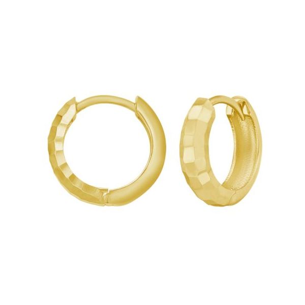 14K Gold Checkerboard Patterned Huggie Hoops William Jeffrey's, Ltd. Mechanicsville, VA