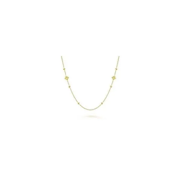 36 inch 14K Yellow Gold Pyramid Quatrefoil Station Necklace William Jeffrey's, Ltd. Mechanicsville, VA