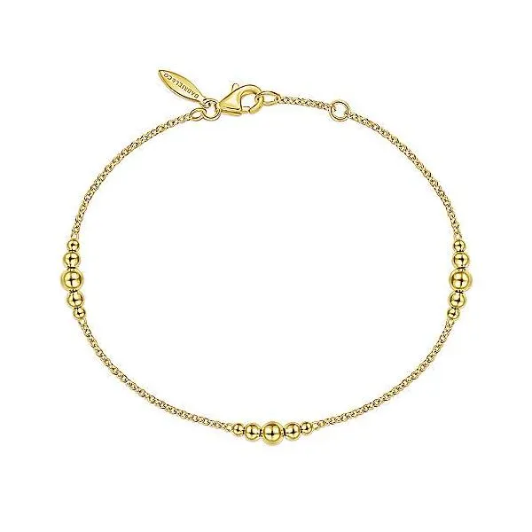 14K Yellow Gold Chain Bracelet with Graduating Bead Stations William Jeffrey's, Ltd. Mechanicsville, VA