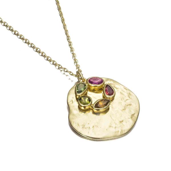 Irregular necklace with flower with tourmaline in sterling silver with 18k gold vermeil William Jeffrey's, Ltd. Mechanicsville, VA