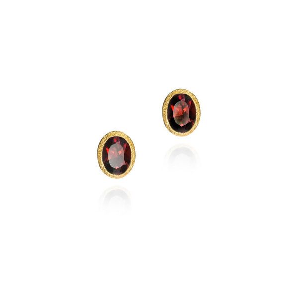 Garnet stud earrings in sterling silver with 18k gold vermeil William Jeffrey's, Ltd. Mechanicsville, VA