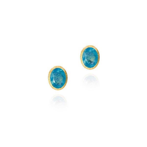 Aquamarine stud earrings in sterling silver with 18k gold vermeil William Jeffrey's, Ltd. Mechanicsville, VA
