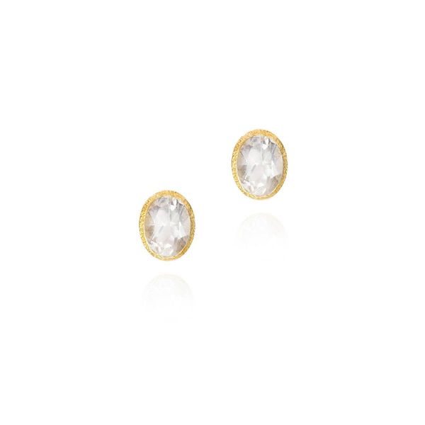 White topaz stud earrings in sterling silver with 18k gold vermeil William Jeffrey's, Ltd. Mechanicsville, VA