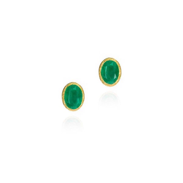 Emerald stud earrings in sterling silver with 18k gold vermeil William Jeffrey's, Ltd. Mechanicsville, VA