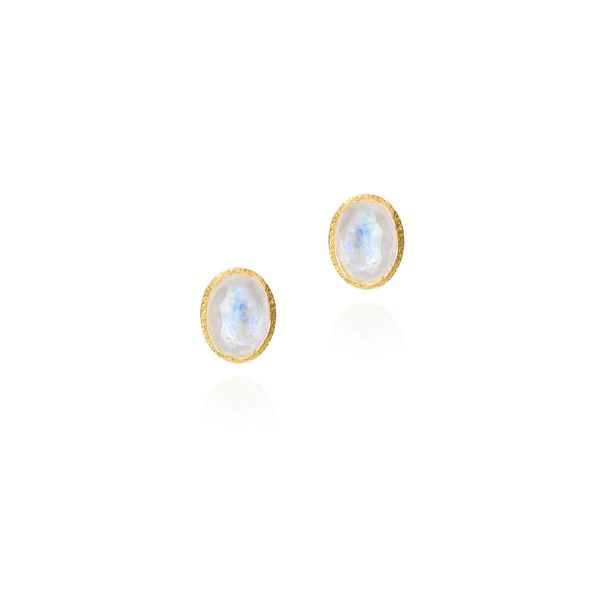 Rainbow moonstone stud earrings in sterling silver with 18k gold vermeil William Jeffrey's, Ltd. Mechanicsville, VA